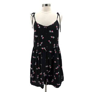 NEW Levi's Womens Medium Dress Palm Tree Mini Button Black Tie Straps Sundress